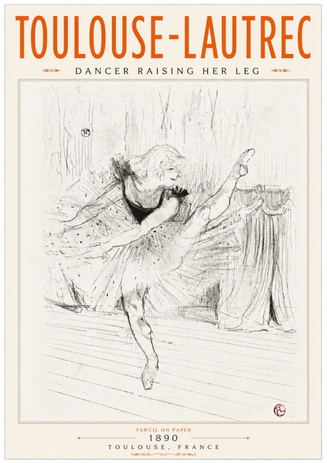 Toulouse-Lautrec Dancer Raising Her Leg No6 - Poster