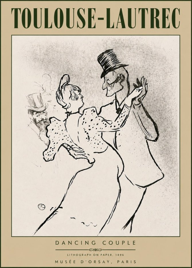 Toulouse-Lautrec Dancing Couple No6 - Poster