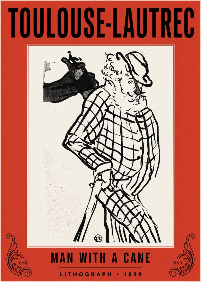 Toulouse-Lautrec Man with a Cane No2 - Poster
