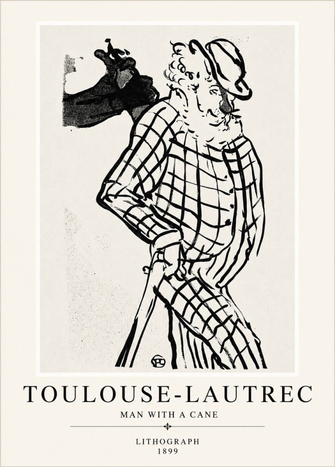 Toulouse-Lautrec Man with a Cane No4 - Poster
