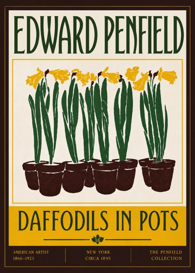 Edward Penfield Daffodils in Pots No4 - Poster