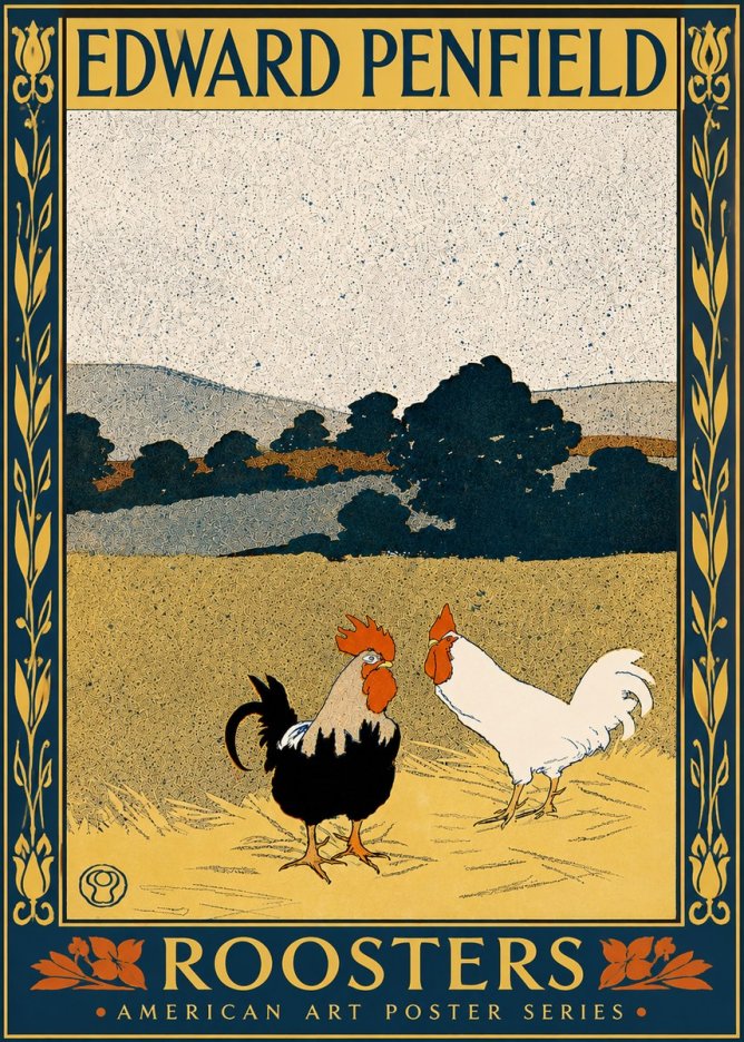 Edward Penfield Roosters No5 - Poster