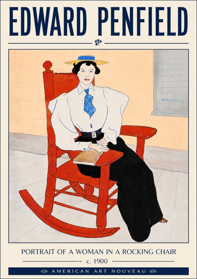 Edward Penfield Portrait of a Woman in a Rocking Chair No4 - Poster