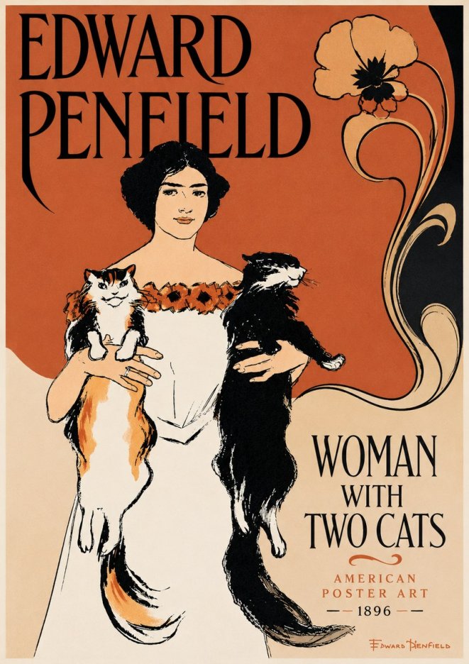 Edward Penfield Woman with Two Cats No6 - Poster