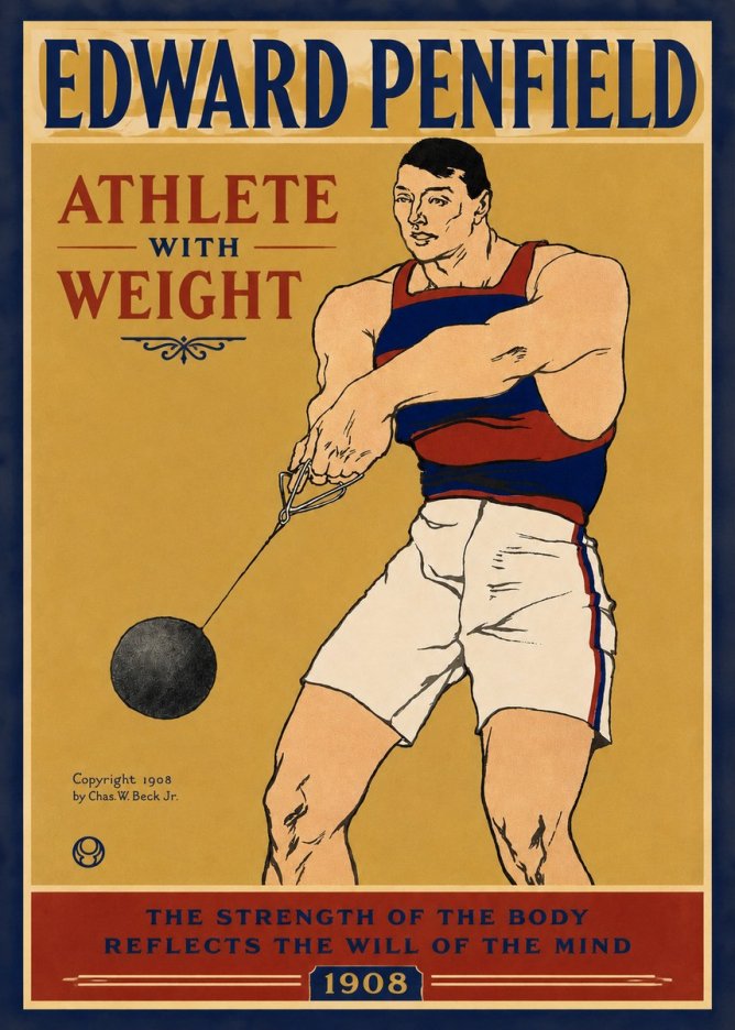 Edward Penfield Athlete with Weight No3 - Poster