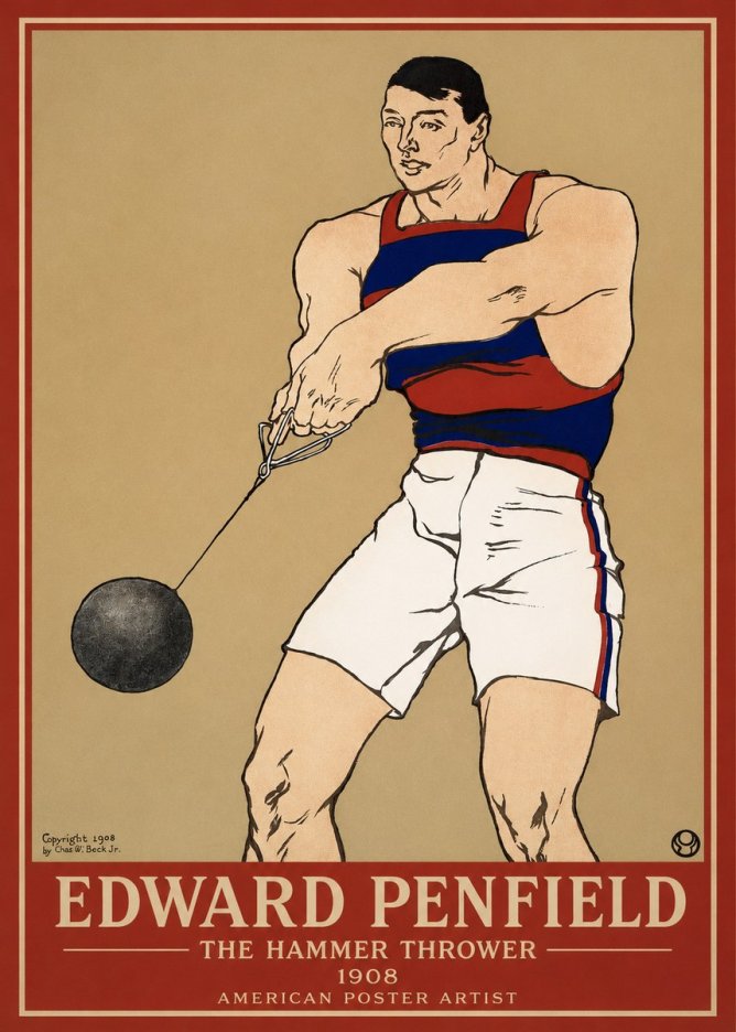 Edward Penfield Athlete with Weight No4 - Poster