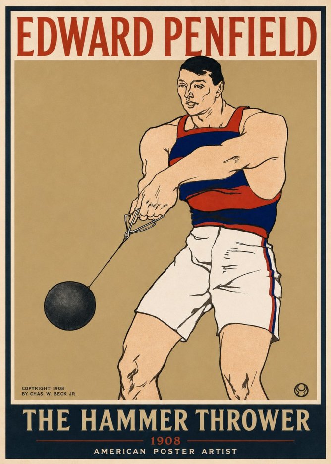Edward Penfield Athlete with Weight No6 - Poster