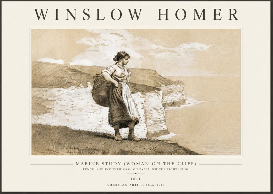 Winslow Homer Marine Study (Woman on the Cliff) No3 - Poster
