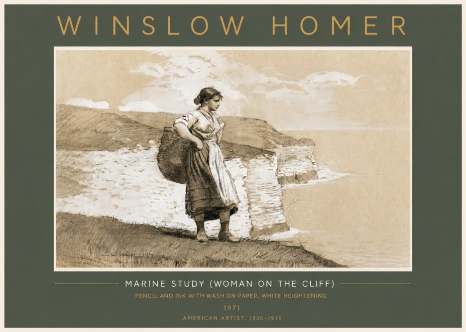 Winslow Homer Marine Study (Woman on the Cliff) No4 - Poster
