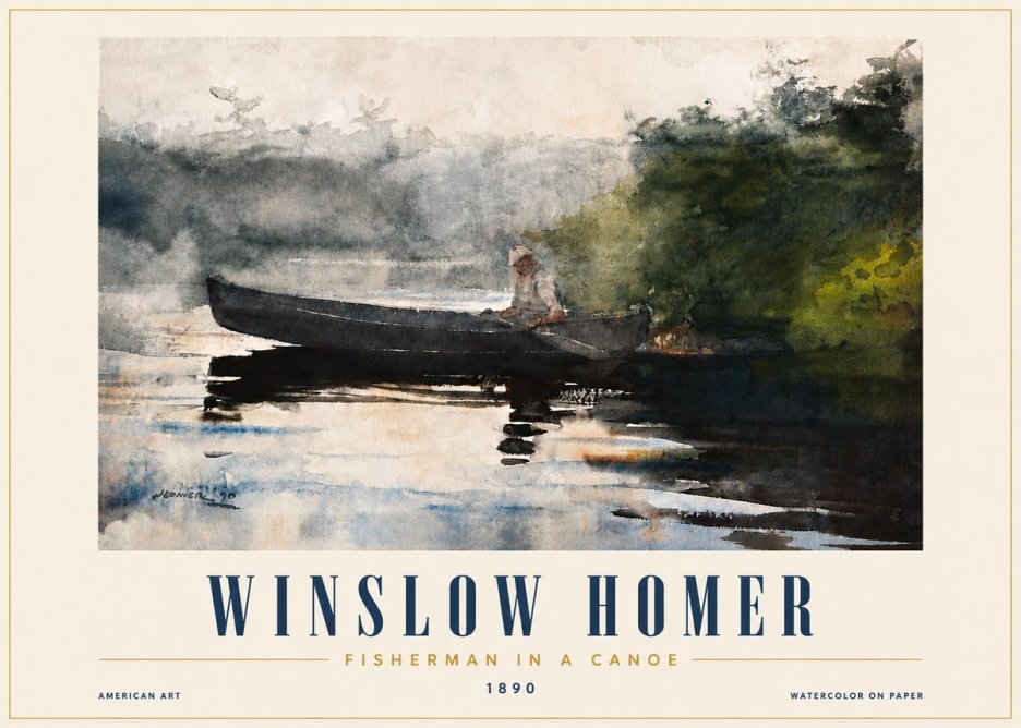 Winslow Homer Fisherman in a Canoe No4 - Poster