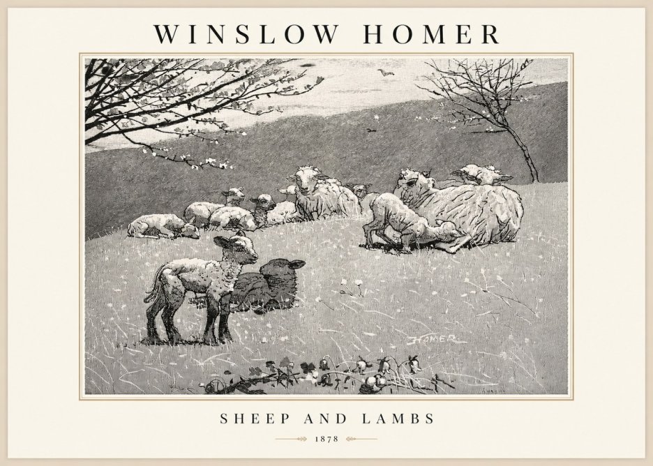 Winslow Homer Sheep and Lambs No1 - Poster