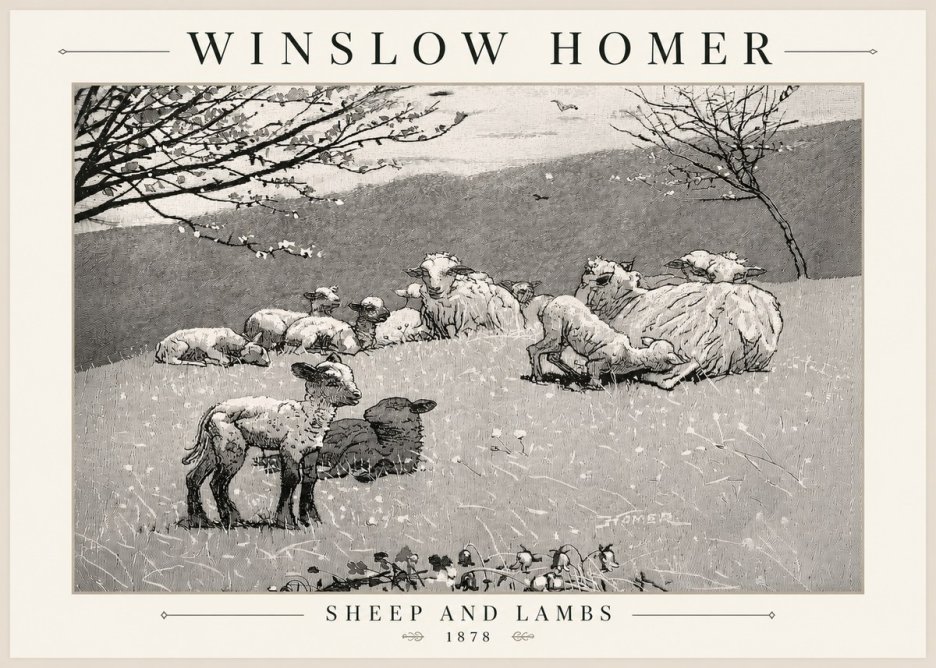 Winslow Homer Sheep and Lambs No5 - Poster