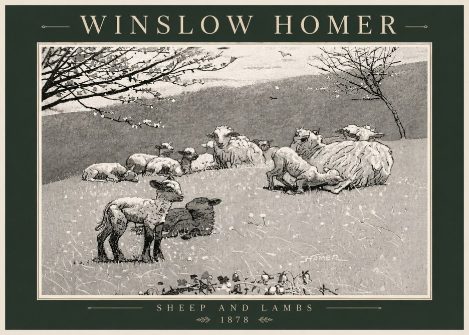 Winslow Homer Sheep and Lambs No6 - Poster