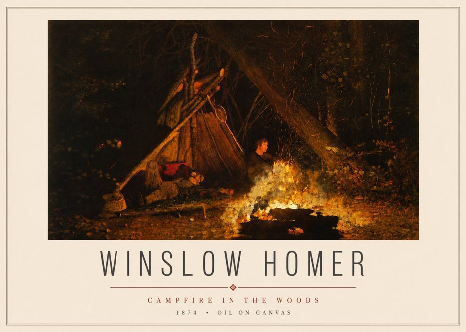 Winslow Homer Campfire in the Woods No4 - Poster