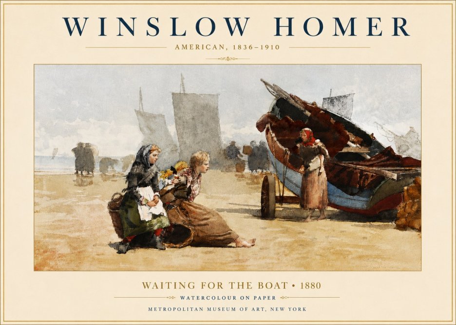 Winslow Homer Waiting for the Boat No4 - Poster