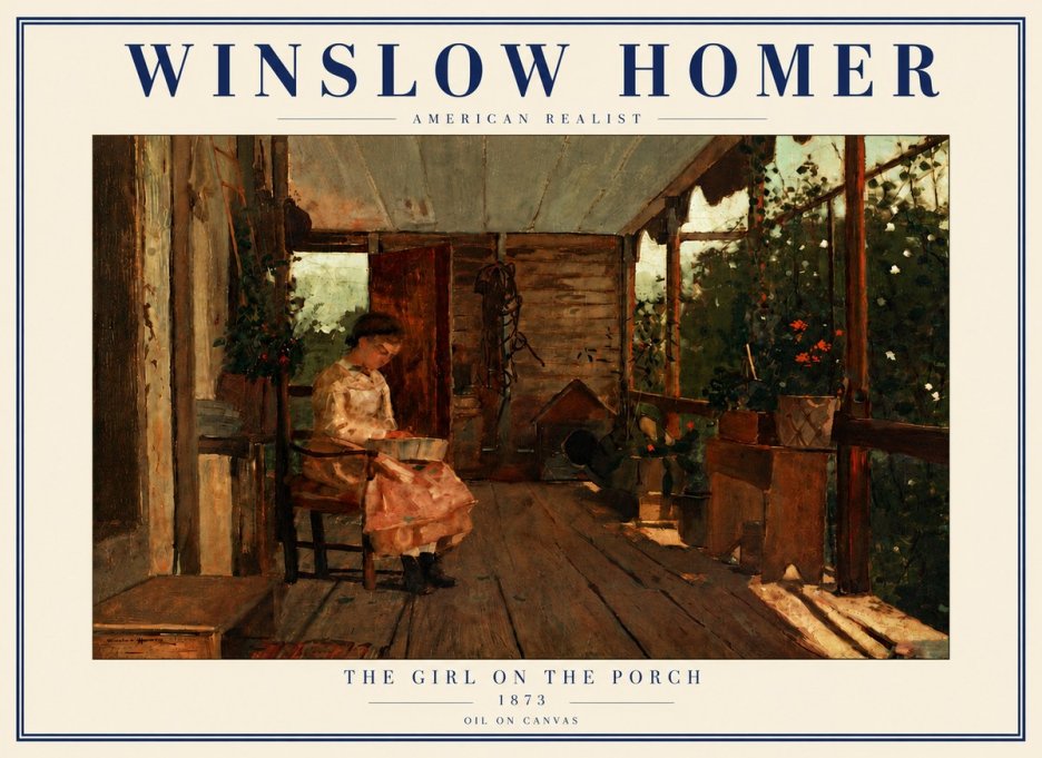 Winslow Homer The Girl on the Porch No6 - Poster