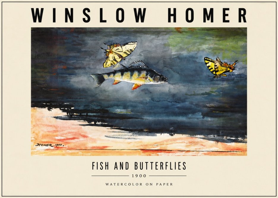 Winslow Homer Fish and Butterflies No3 - Poster
