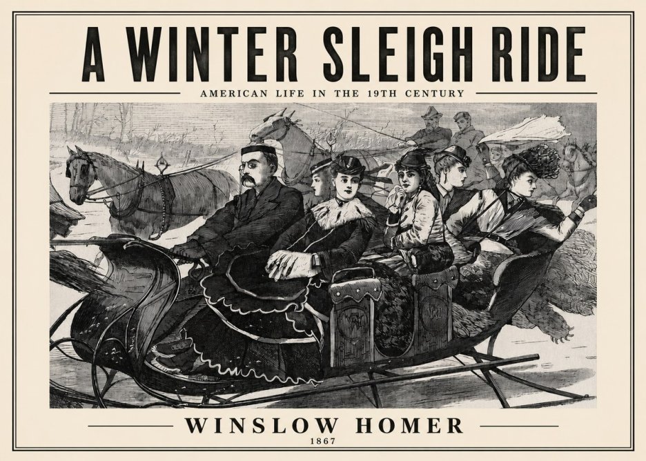 Winslow Homer A Winter Sleigh Ride - American Life in the 19Th Century No2 - Poster
