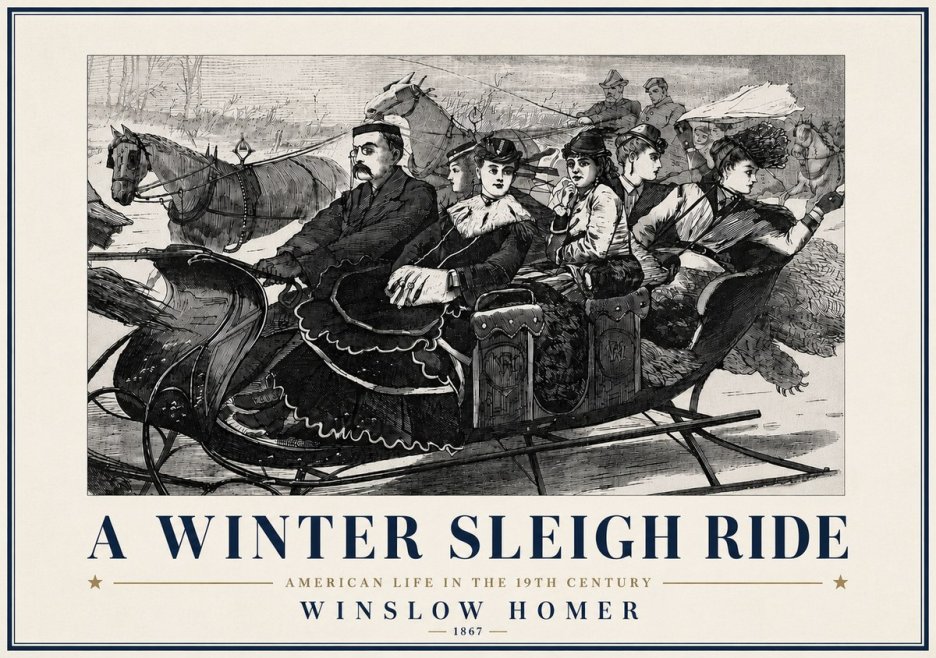 Winslow Homer A Winter Sleigh Ride - American Life in the 19Th Century No6 - Poster