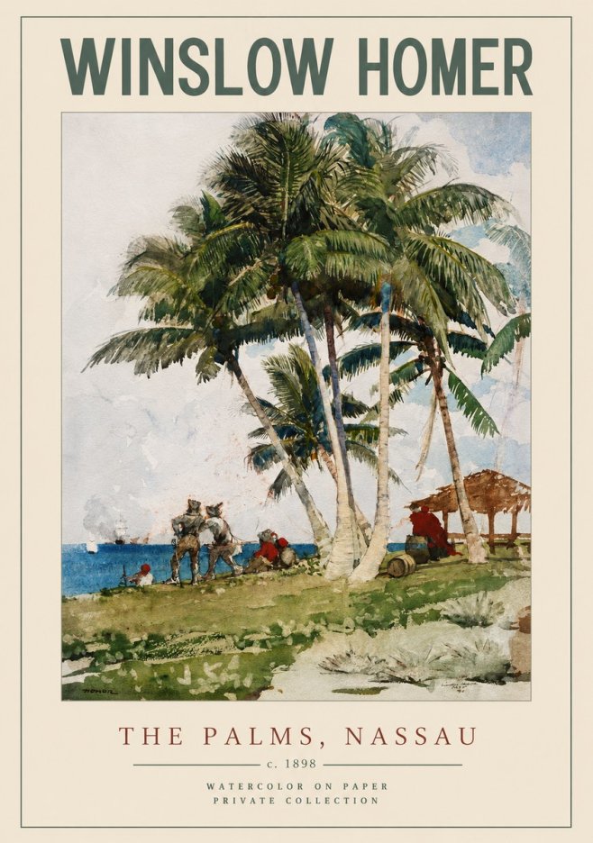 Winslow Homer The Palms, Nassau No2 - Poster