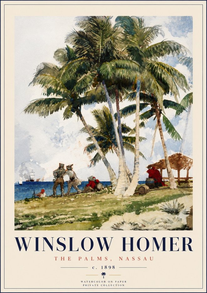 Winslow Homer The Palms, Nassau No4 - Poster