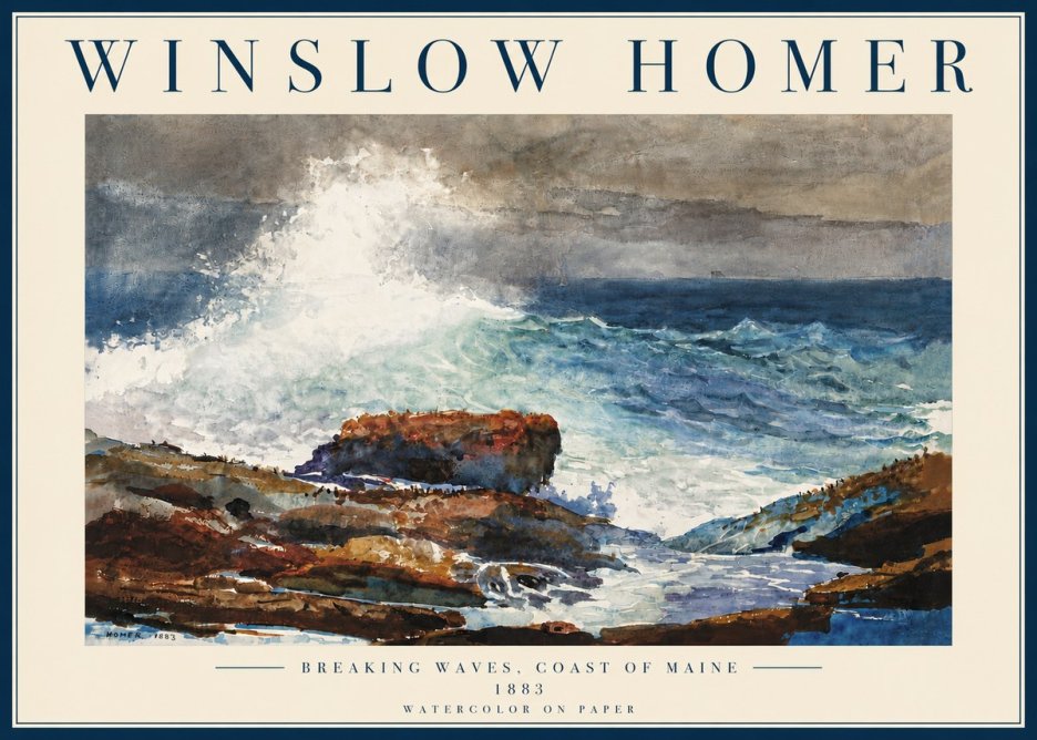 Winslow Homer Breaking Waves, Coast of Maine No6 - Poster