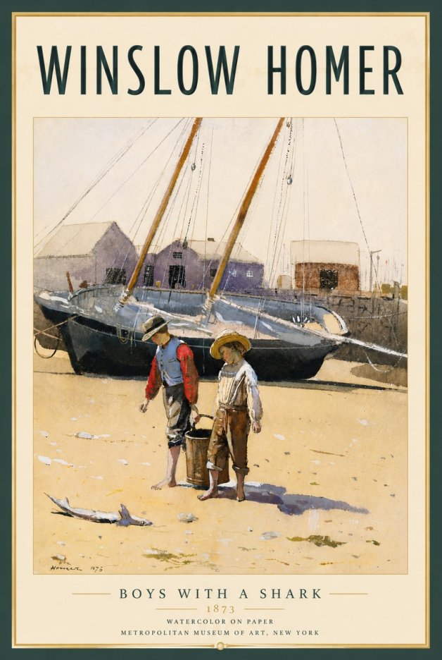 Winslow Homer Boys with a Shark No4 - Poster