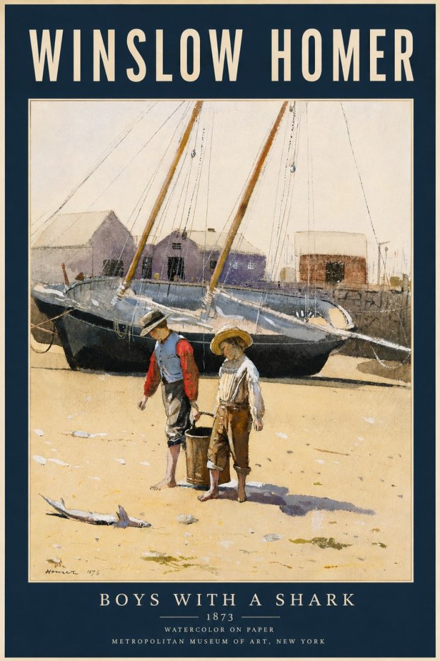Winslow Homer Boys with a Shark No5 - Poster