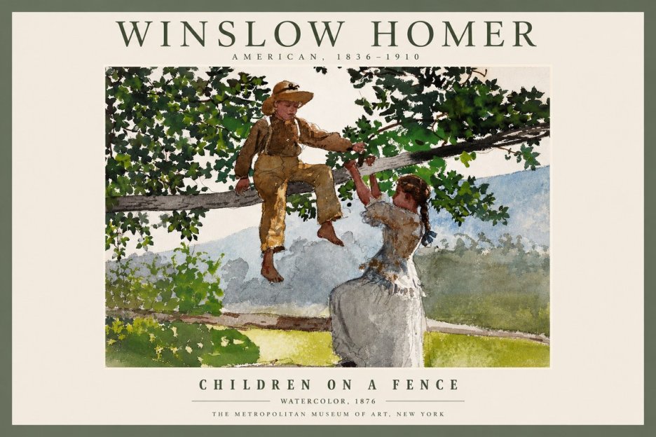 Winslow Homer Children on a Fence No2 - Poster