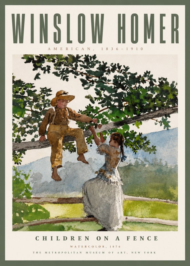 Winslow Homer Children on a Fence No4 - Poster
