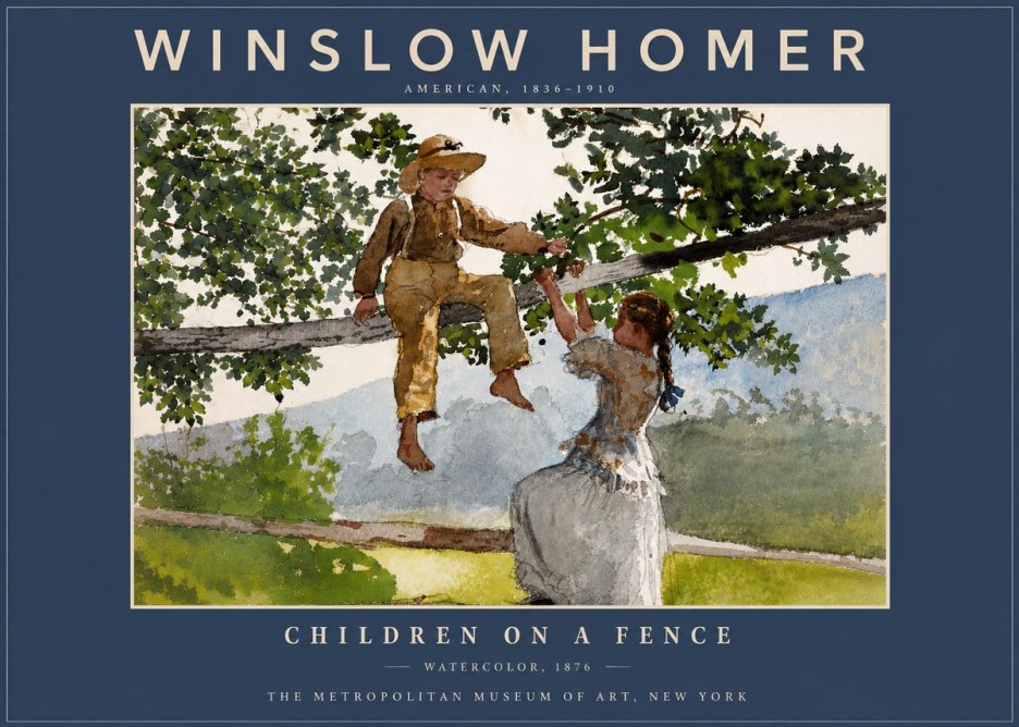 Winslow Homer Children on a Fence No6 - Poster