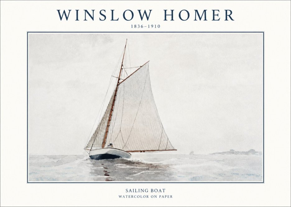 Winslow Homer Sailing Boat No1 - Poster