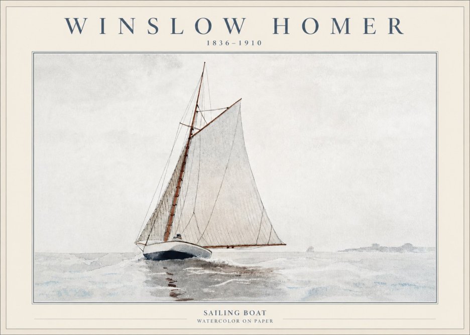 Winslow Homer Sailing Boat No2 - Poster