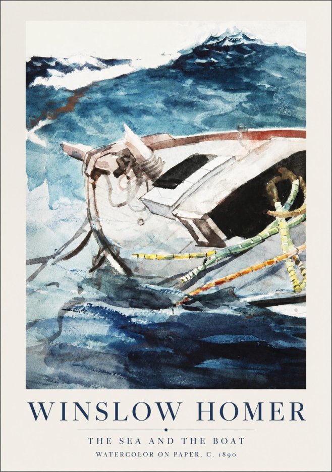 Winslow Homer The Sea and the Boat No1 - Poster