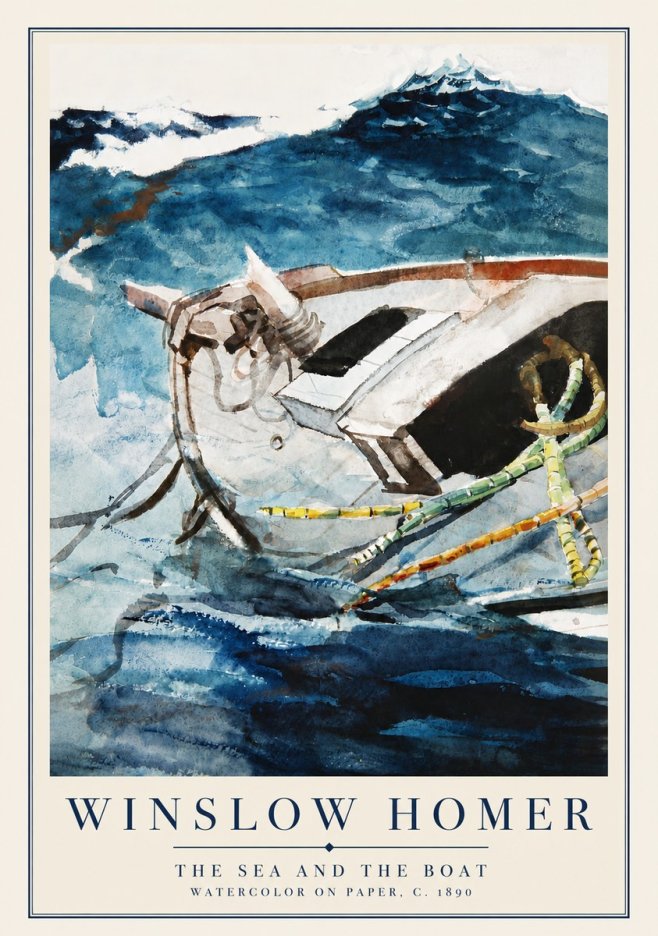 Winslow Homer The Sea and the Boat No5 - Poster