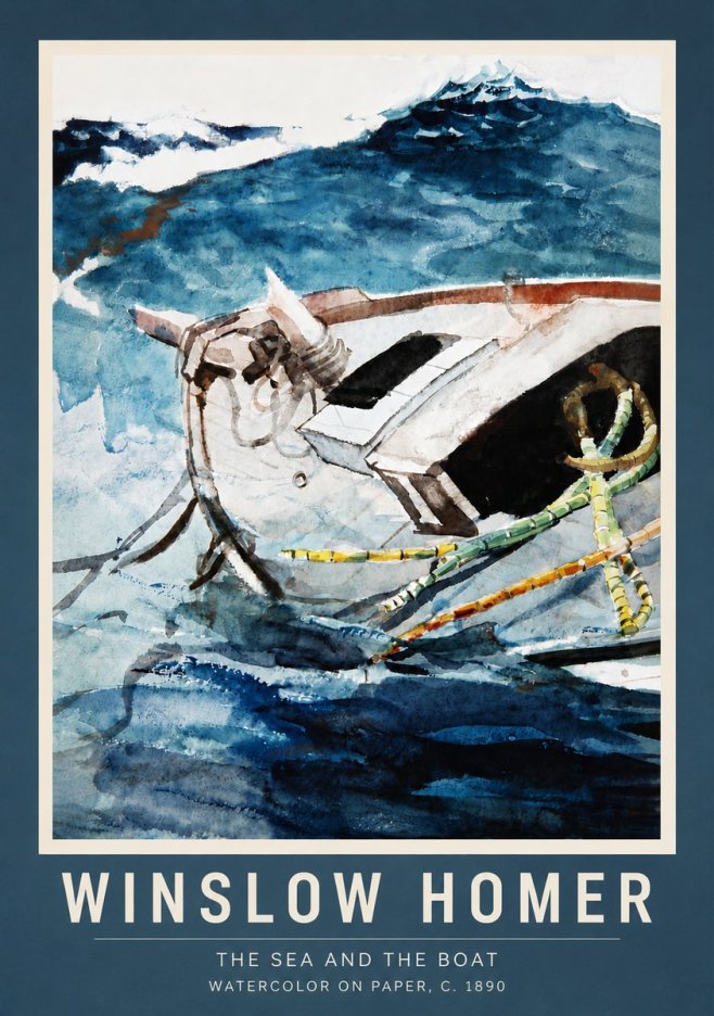 Winslow Homer The Sea and the Boat No6 - Poster