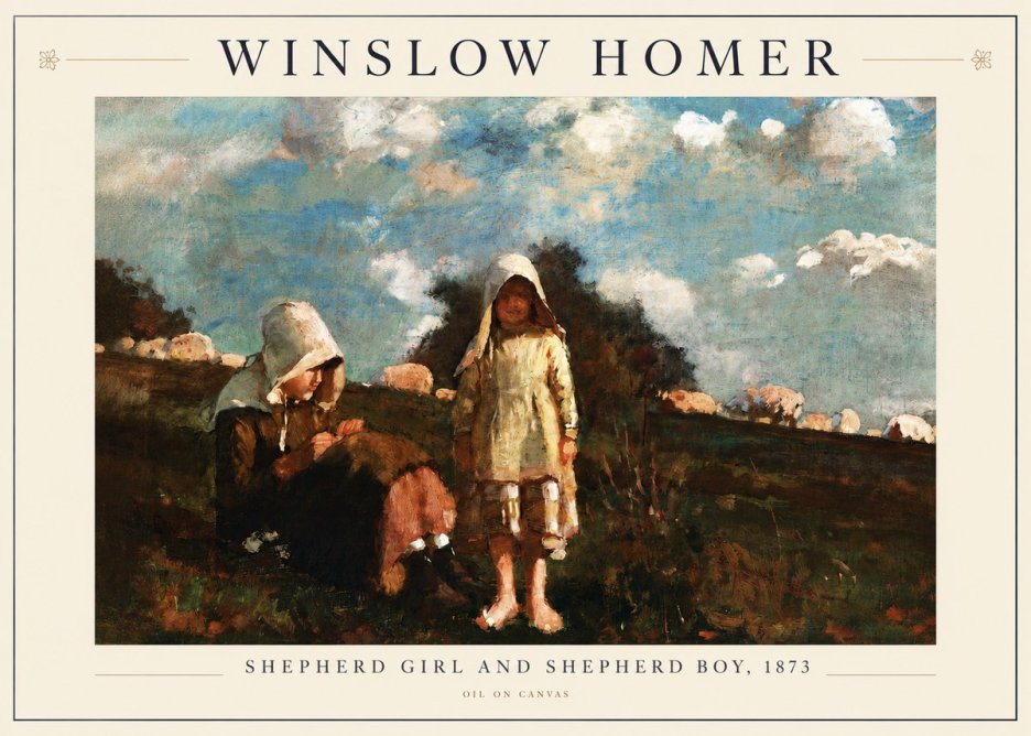 Winslow Homer Shepherd Girl and Shepherd Boy, 1873 No3 - Poster