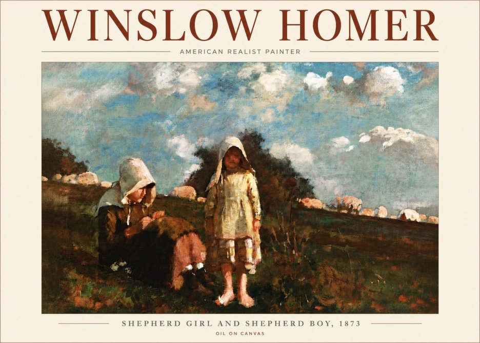 Winslow Homer Shepherd Girl and Shepherd Boy, 1873 No5 - Poster