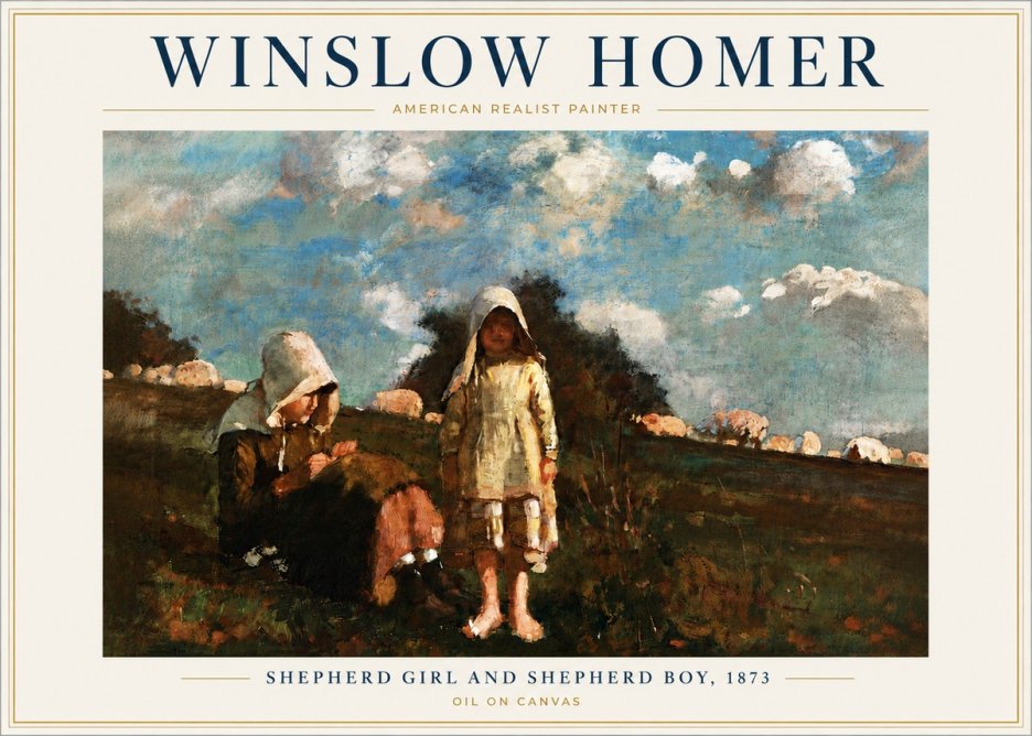 Winslow Homer Shepherd Girl and Shepherd Boy, 1873 No6 - Poster