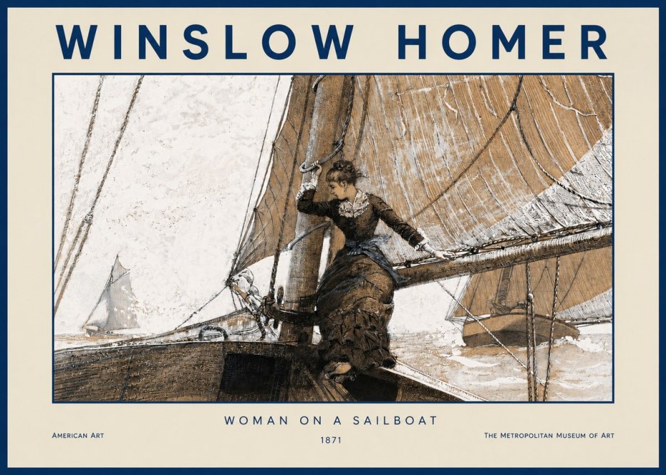 Winslow Homer Woman on a Sailboat No2 - Poster