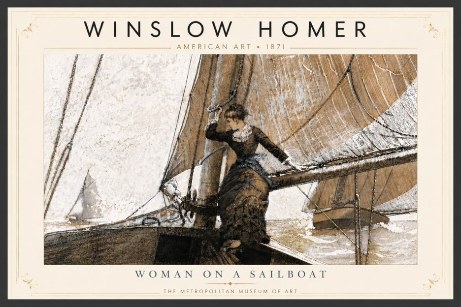 Winslow Homer Woman on a Sailboat No6 - Poster