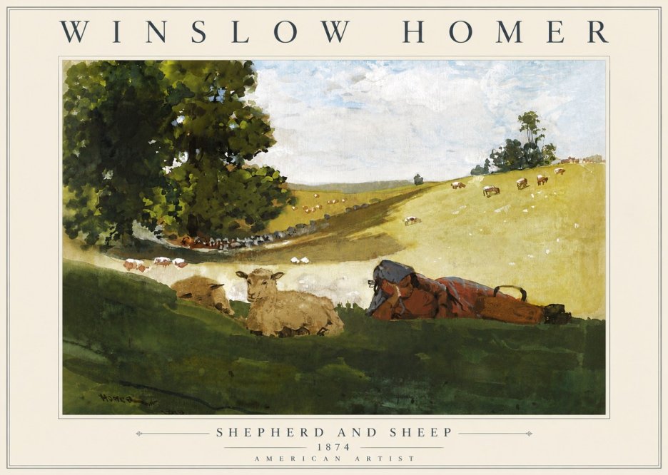 Winslow Homer Shepherd and Sheep No5 - Poster