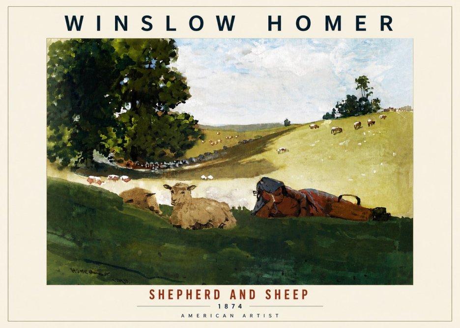 Winslow Homer Shepherd and Sheep No6 - Poster