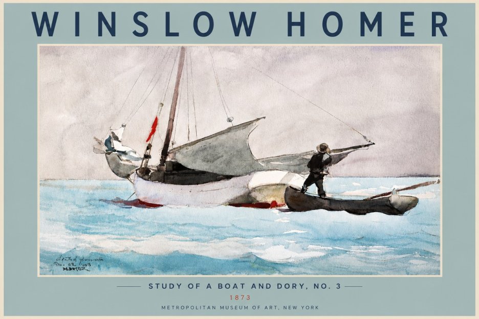 Winslow Homer Study of a Boat and Dory Watercolor, No. 3 No5 - Poster