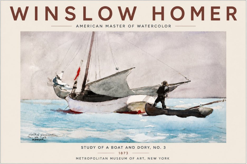Winslow Homer Study of a Boat and Dory Watercolor, No. 3 No6 - Poster