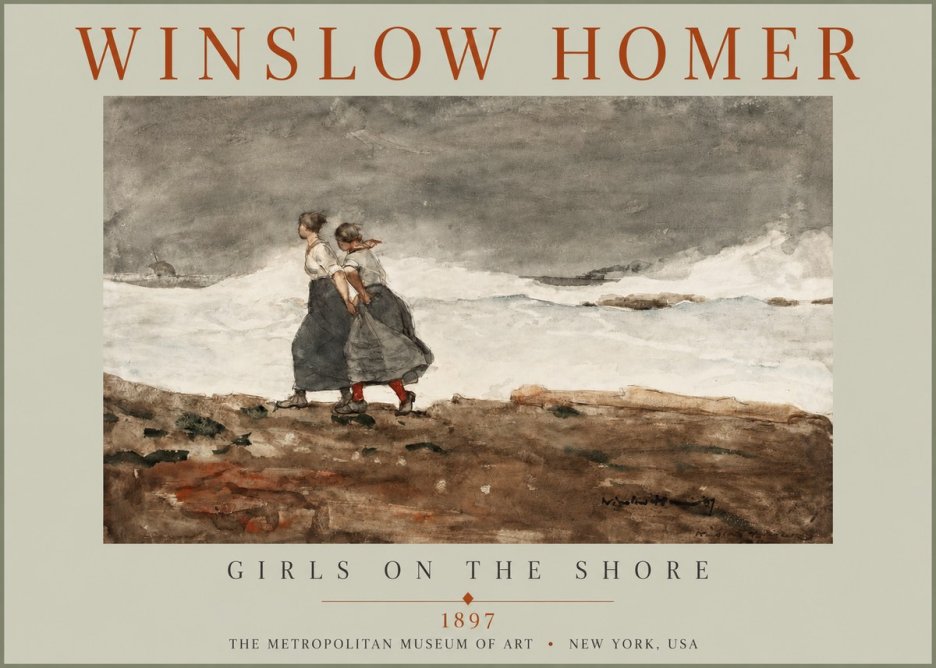 Winslow Homer Girls on the Shore No2 - Poster