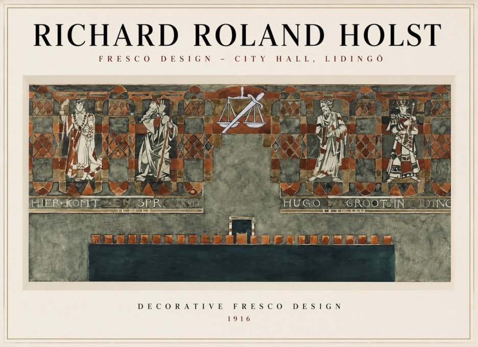 Richard Roland Holst Fresco Design - City Hall, Lidingö No1 - Poster
