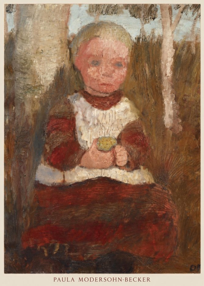 Paula Modersohn-Becker Sitzendes Kind an Einer Birke (Kind Mit Frucht) No6 - Poster