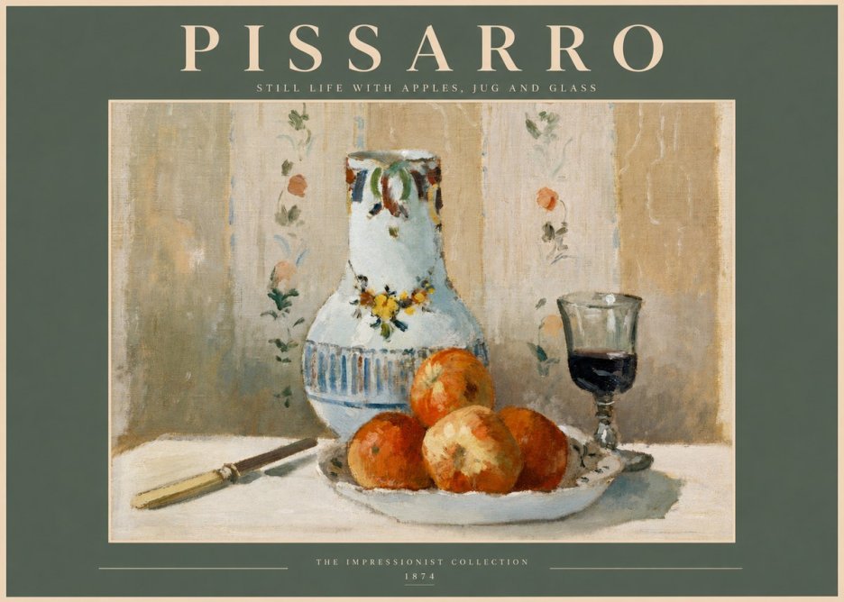 Pissarro Still Life with Apples, Jug and Glass No2 - Poster
