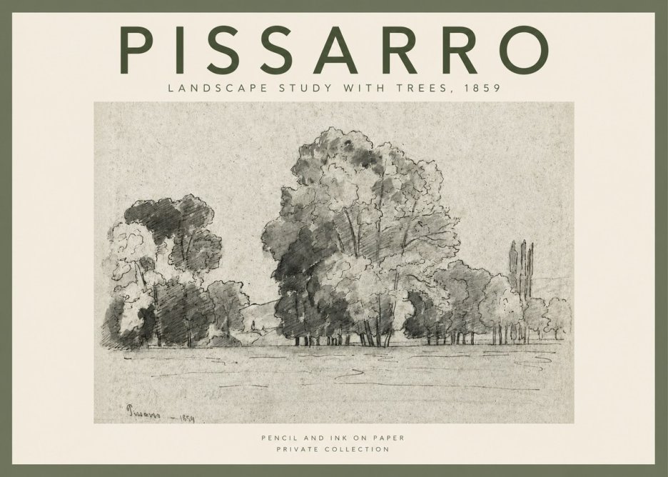 Pissarro Landscape Study with Trees No2 - Poster